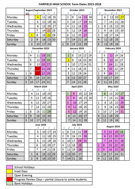 Term Dates - Fairfield High School